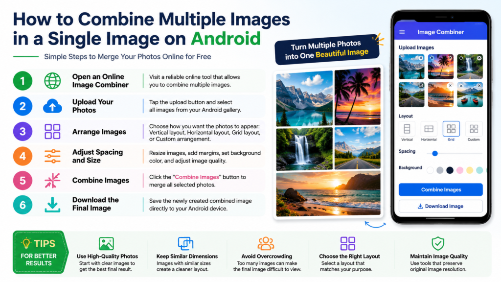 How to combine multiple images in single image in android?